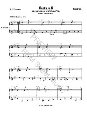 Blues in D, walking Bassline with 3rds and 7ths