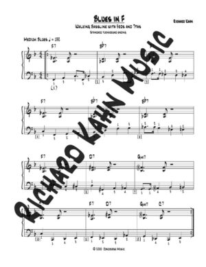 Blues in F, walking bassline (fingered) with 3rds and 7ths