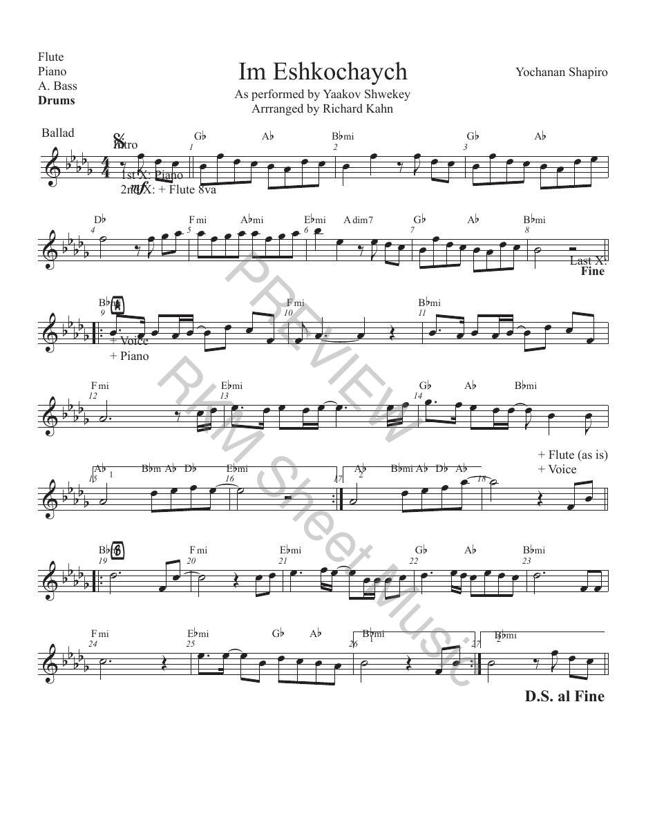 Im Eshkochaych in Bbmi, Drums