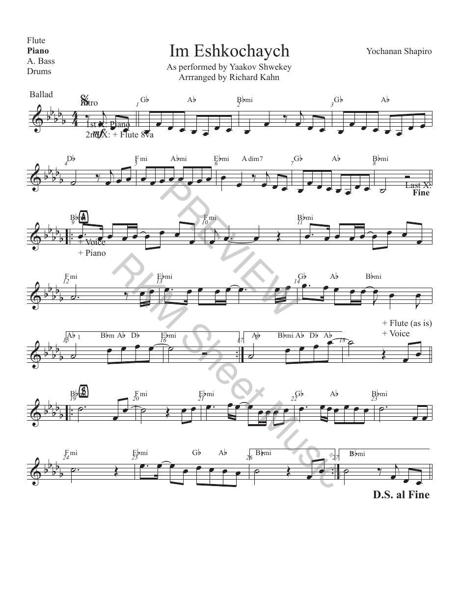 Im Eshkochaych in Bbmi, Piano