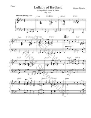 Lullaby of Birdland in Ab, Solo Piano - Score