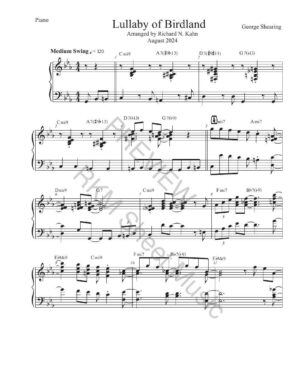 Lullaby of Birdland in Eb, Solo Piano