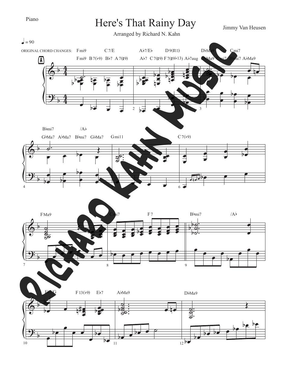 Here's That Rainy Day in F - Piano & Vocal