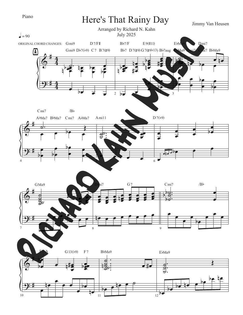 Here's That Rainy Day in G - Piano & Vocal