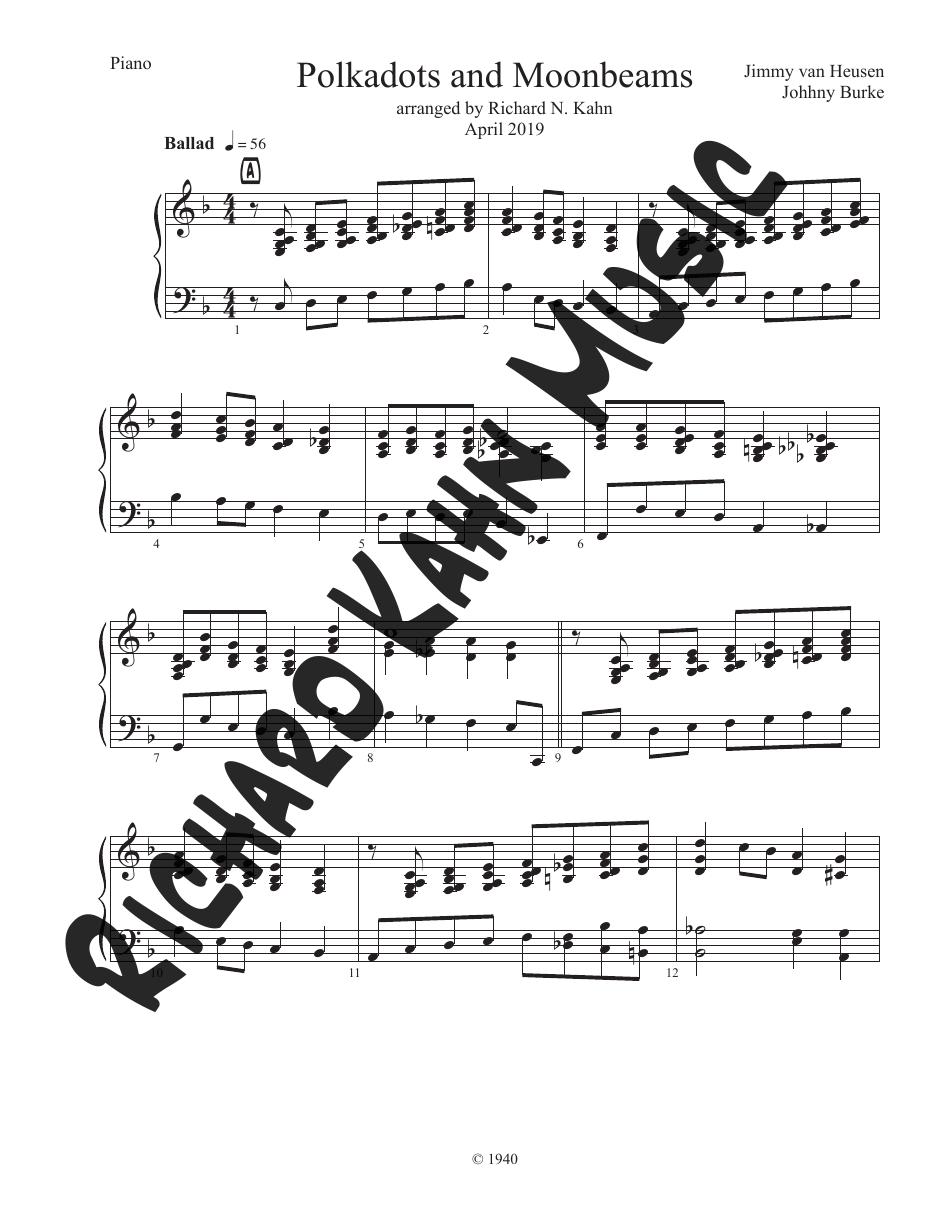 Polkadots and Moonbeams in F - Piano & Vocal