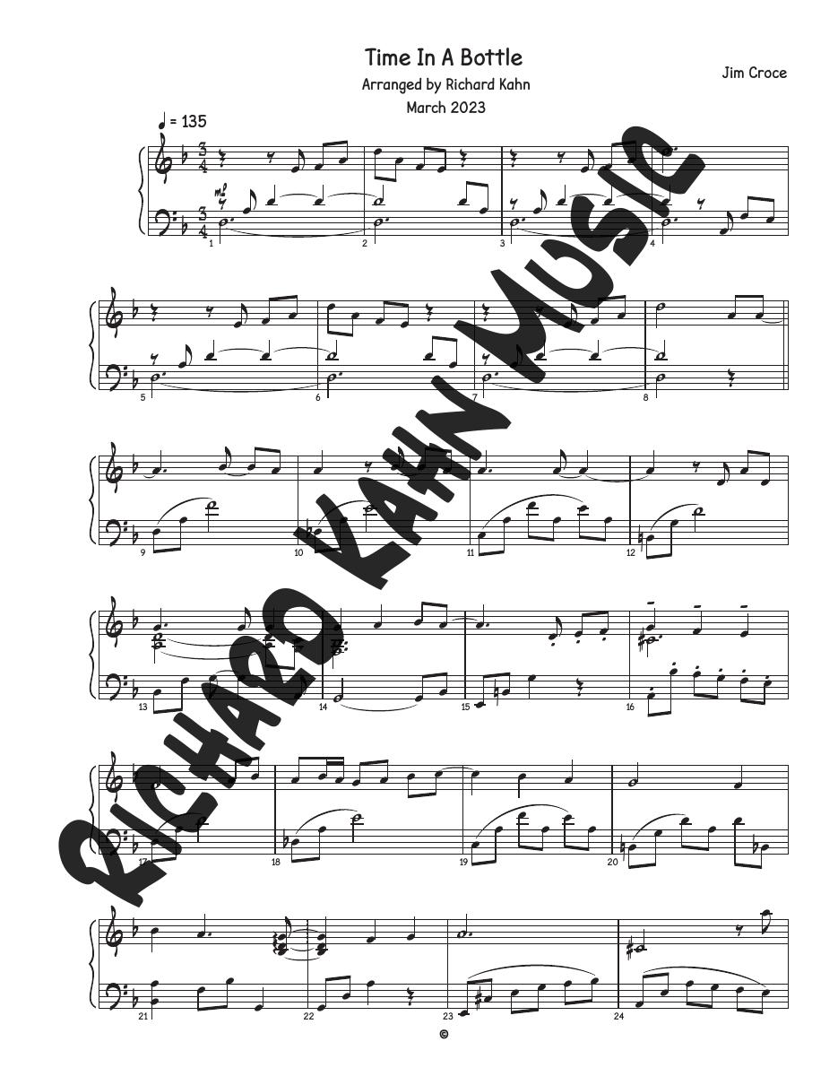 Time In A Bottle - Piano & Vocal
